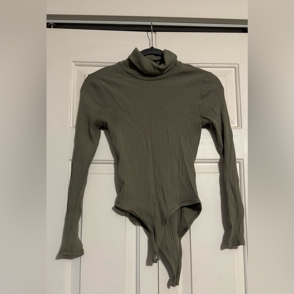 Ambiance Olive Ribbed Bodysuit